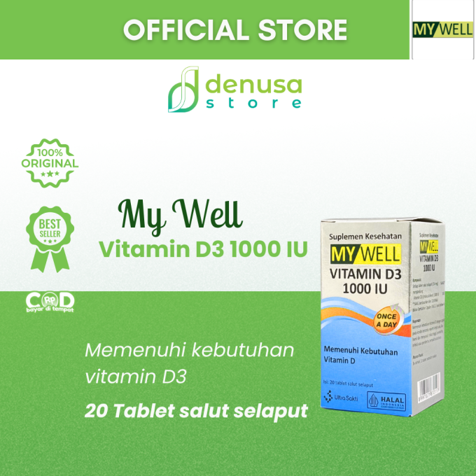 MY WELL Vitamin D3 1000 IU 20 Tablet Salut Selaput