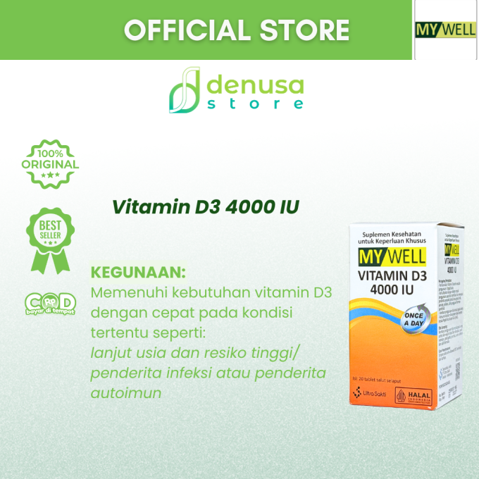 MY WELL Vitamin D3 4000 IU 20 Tablet Salut Selaput