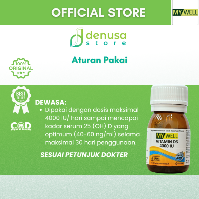 MY WELL Vitamin D3 4000 IU 20 Tablet Salut Selaput