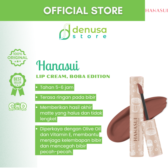HANASUI Mattedorable Lip Cream Boba Edition 02 Brown Sugar 4 g