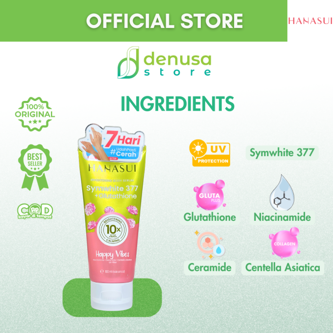 HANASUI Brightening Body Serum Symwhite 377 + Glutathione Happy Vibes 180 ml