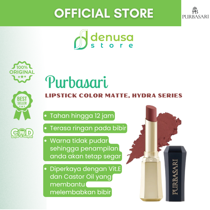 PURBASARI Lipstick Color Matte Hydra Series 83 Pirus 2.6 g