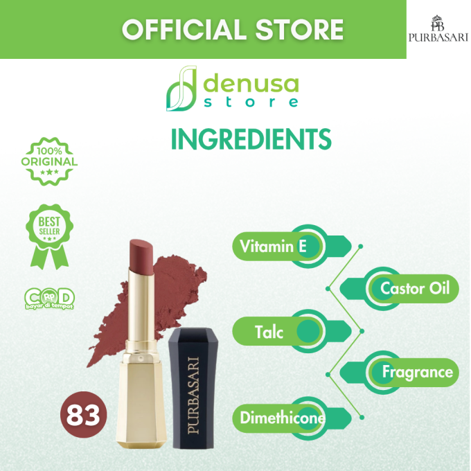 PURBASARI Lipstick Color Matte Hydra Series 83 Pirus 2.6 g