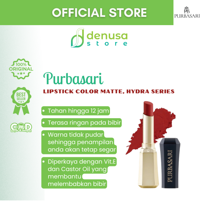 PURBASARI Lipstick Color Matte Hydra Series 84 Ruby 2.6 g