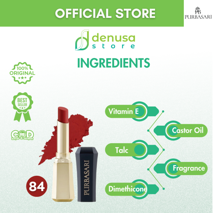 PURBASARI Lipstick Color Matte Hydra Series 84 Ruby 2.6 g
