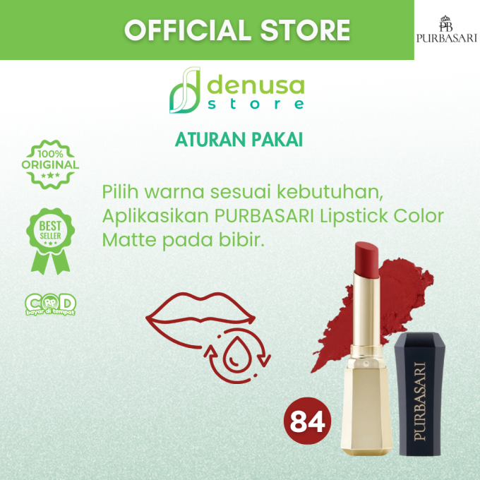 PURBASARI Lipstick Color Matte Hydra Series 84 Ruby 2.6 g