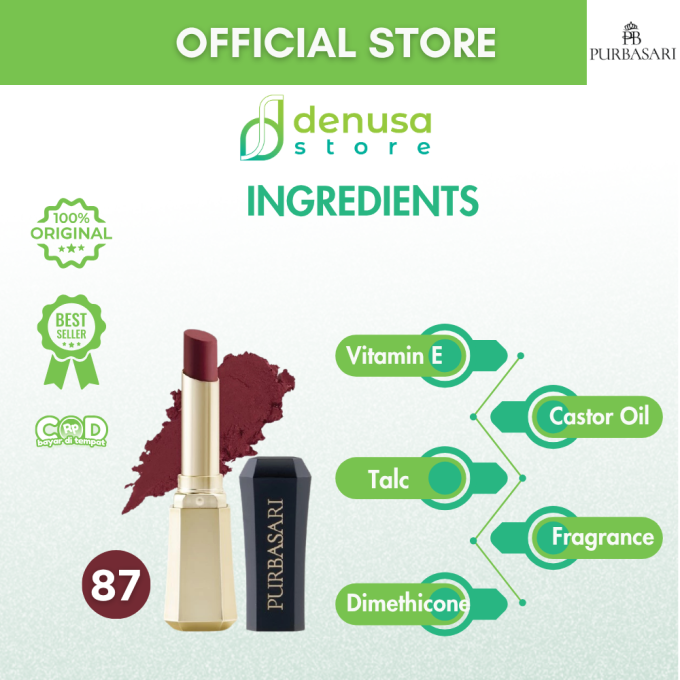 PURBASARI Lipstick Color Matte Hydra Series 87 Zamrud 2.6 g