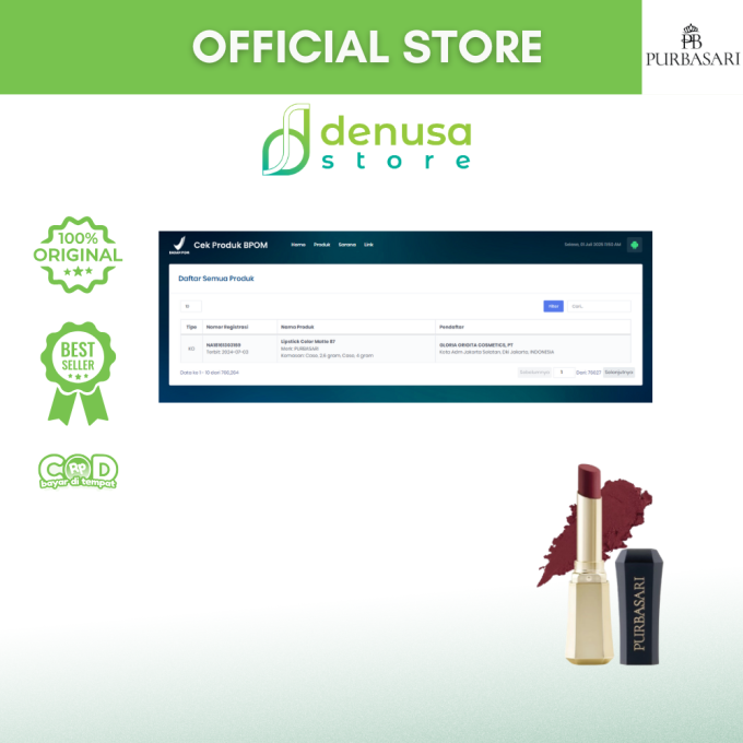 PURBASARI Lipstick Color Matte Hydra Series 87 Zamrud 2.6 g