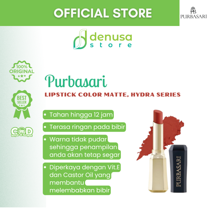 PURBASARI Lipstick Color Matte Hydra Series 88 Amethyst 2.6 g