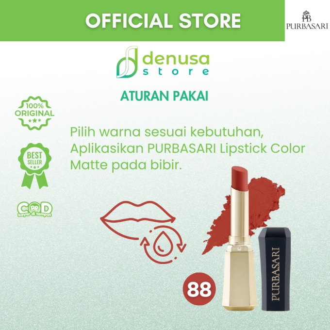PURBASARI Lipstick Color Matte Hydra Series 88 Amethyst 2.6 g