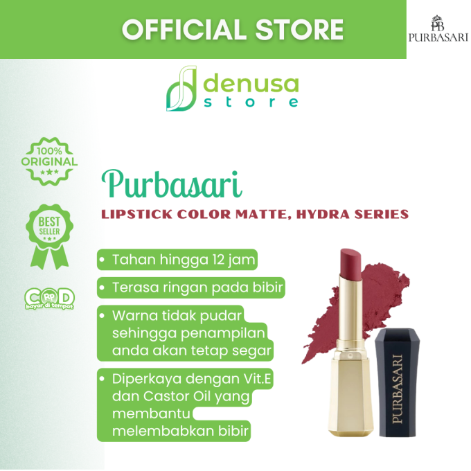 PURBASARI Lipstick Color Matte Hydra Series 89 Jade 2.6 g