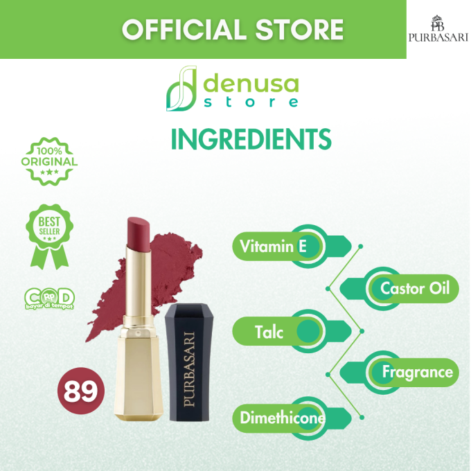 PURBASARI Lipstick Color Matte Hydra Series 89 Jade 2.6 g