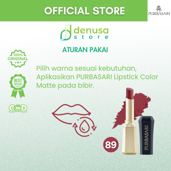 PURBASARI Lipstick Color Matte Hydra Series 89 Jade 2.6 g