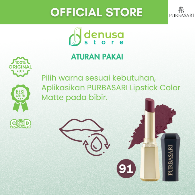 PURBASARI Lipstick Color Matte Hydra Series 91 Opal 2.6 g