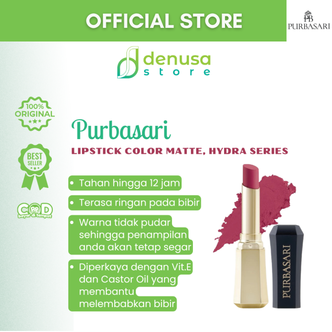 PURBASARI Lipstick Color Matte Hydra Series 92 Rose 2.6 g