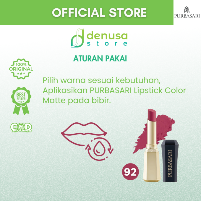 PURBASARI Lipstick Color Matte Hydra Series 92 Rose 2.6 g