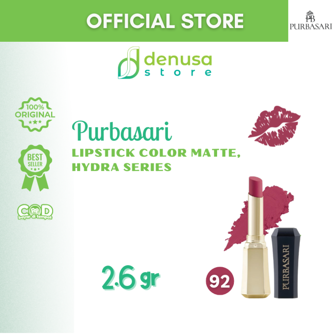 PURBASARI Lipstick Color Matte Hydra Series 92 Rose 2.6 g
