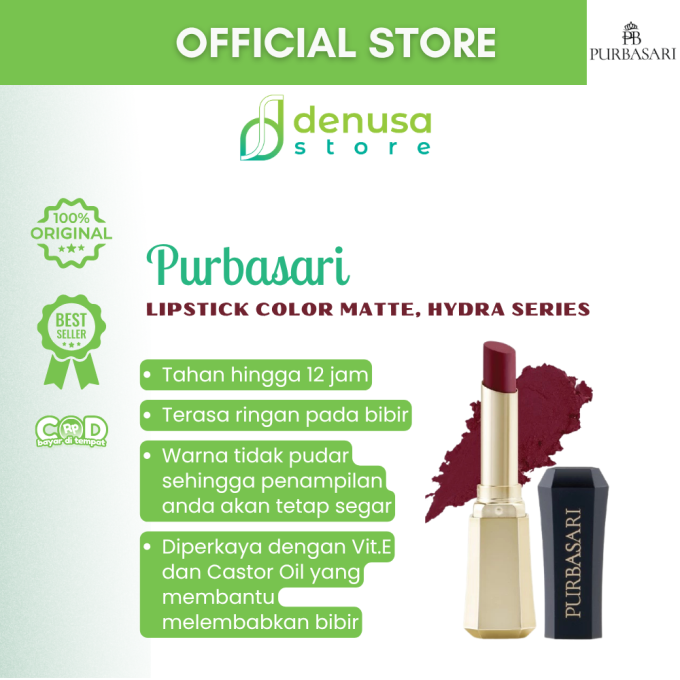 PURBASARI Lipstick Color Matte Hydra Series 93 Beryl 2.6 g