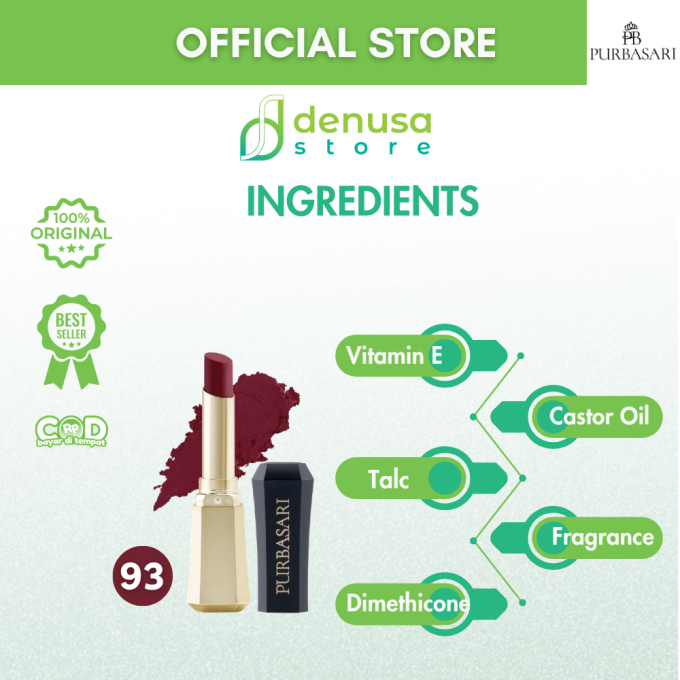 PURBASARI Lipstick Color Matte Hydra Series 93 Beryl 2.6 g