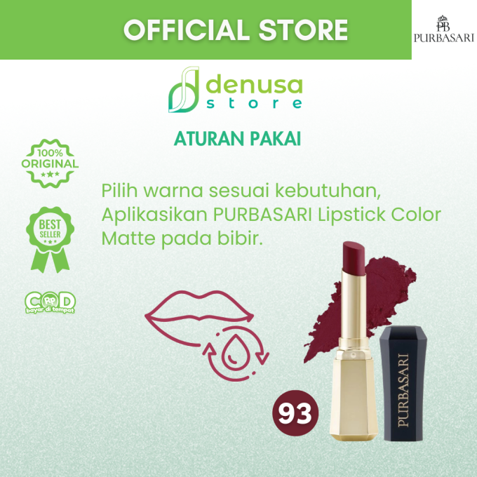 PURBASARI Lipstick Color Matte Hydra Series 93 Beryl 2.6 g