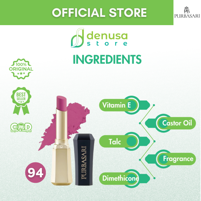 PURBASARI Lipstick Color Matte Hydra Series 94 Azotic 2.6 g