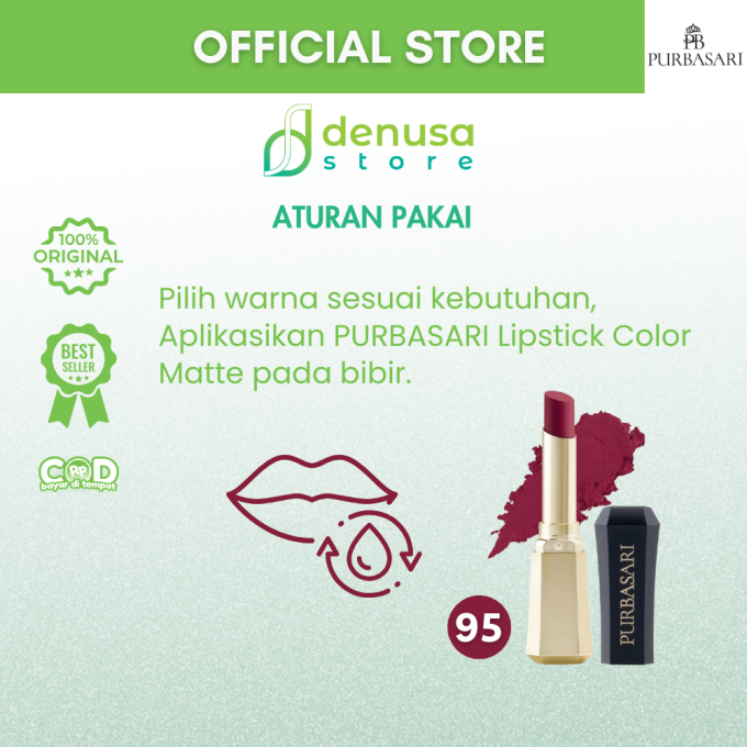PURBASARI Lipstick Color Matte Hydra Series 95 Amber 2.6 g
