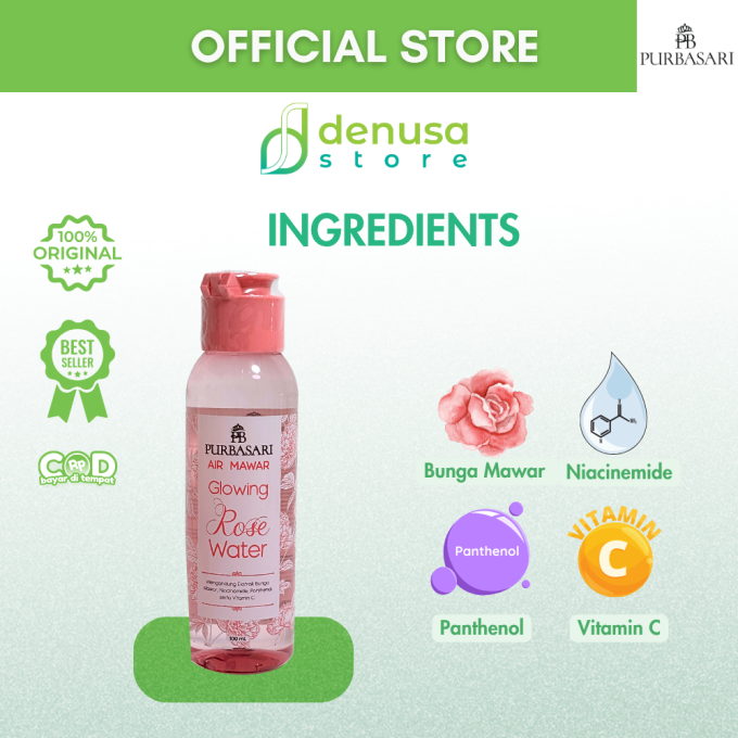 PURBASARI Air Mawar Glowing Rose Water 100 ml