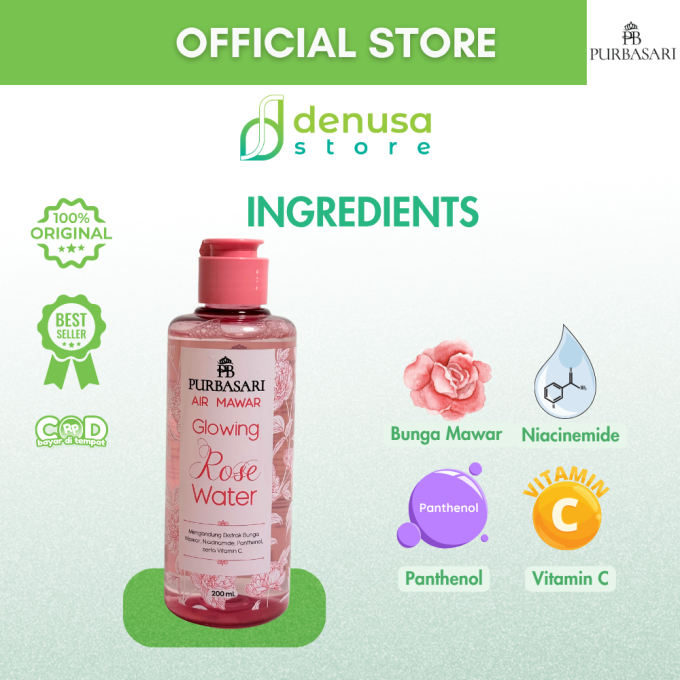 PURBASARI Air Mawar Glowing Rose Water 200 ml
