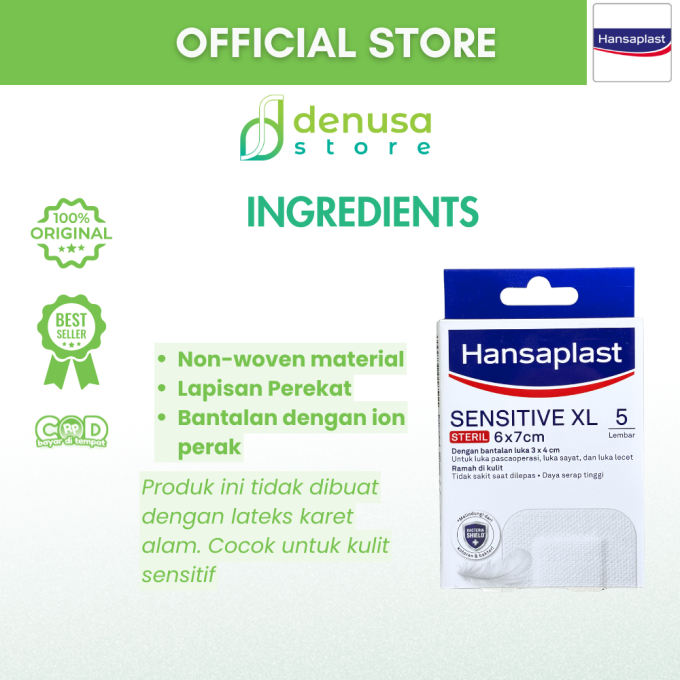 HANSAPLAST Sensitive XL Steril 6x7cm 5 Lembar