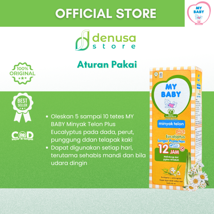 MY BABY Minyak Telon Plus Eucalyptus Longer Protection 12 Jam 60 ml
