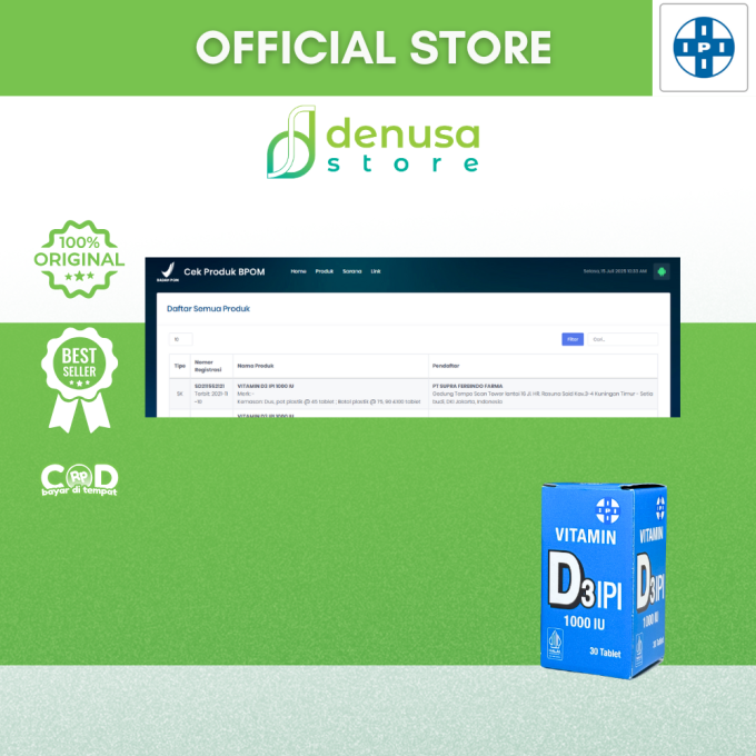 IPI Vitamin D3 1000 IU 30 Tablet