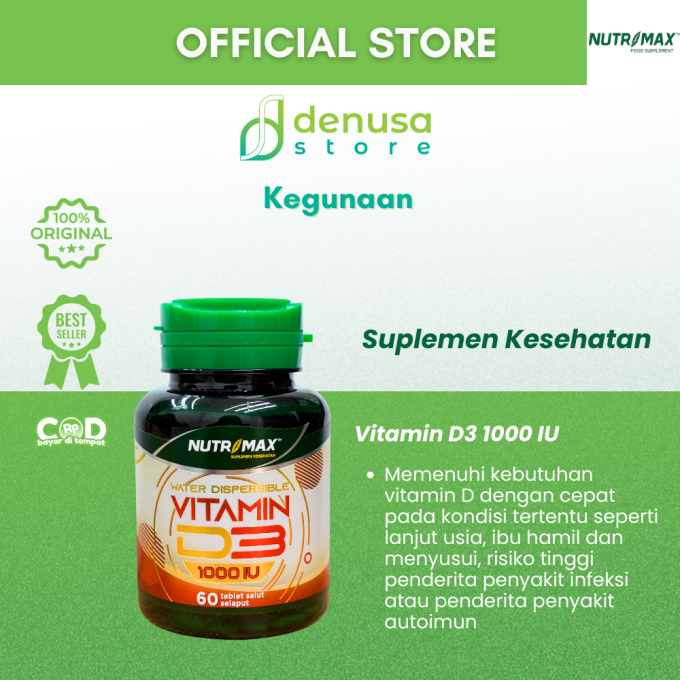 NUTRIMAX Vitamin D3 1000 IU 60 Tablet Salut Selaput