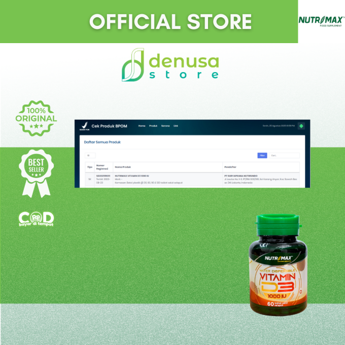 NUTRIMAX Vitamin D3 1000 IU 60 Tablet Salut Selaput