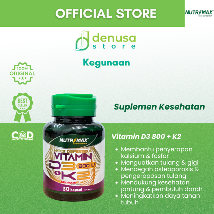 NUTRIMAX Vitamin D3 800 IU + K2 30 Kapsul