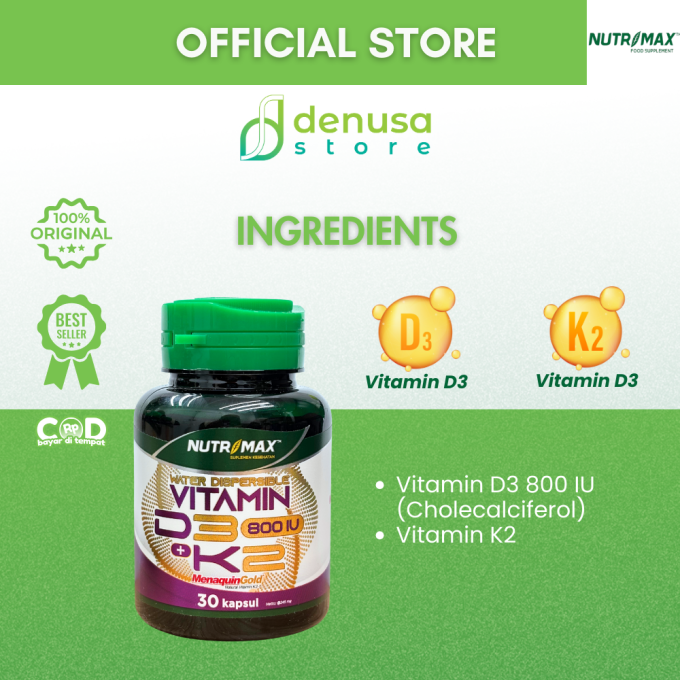 NUTRIMAX Vitamin D3 800 IU + K2 30 Kapsul