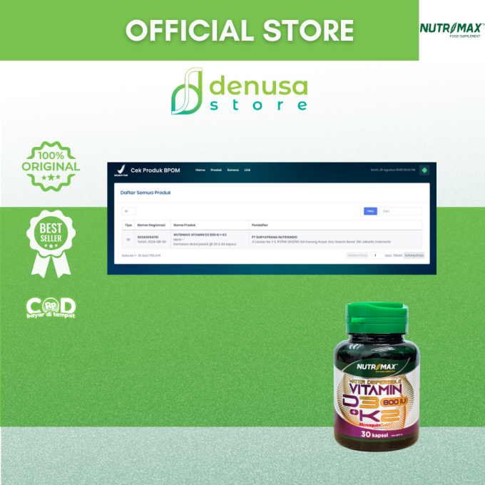 NUTRIMAX Vitamin D3 800 IU + K2 30 Kapsul