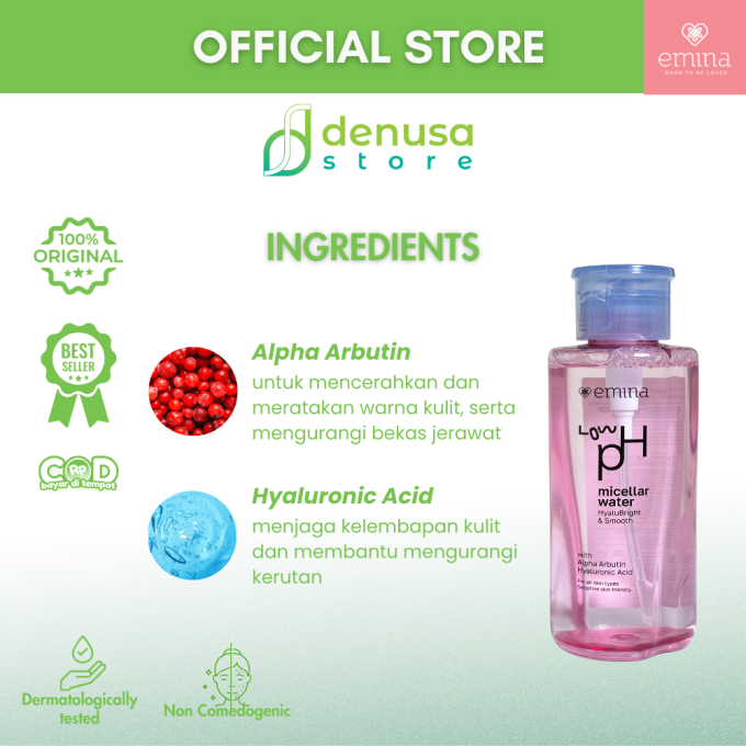 EMINA HyaluBright n Smooth Low PH Micellar Water 300 ml