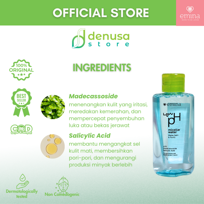 EMINA Made Calm n Purify Low PH Micellar water 125 ml