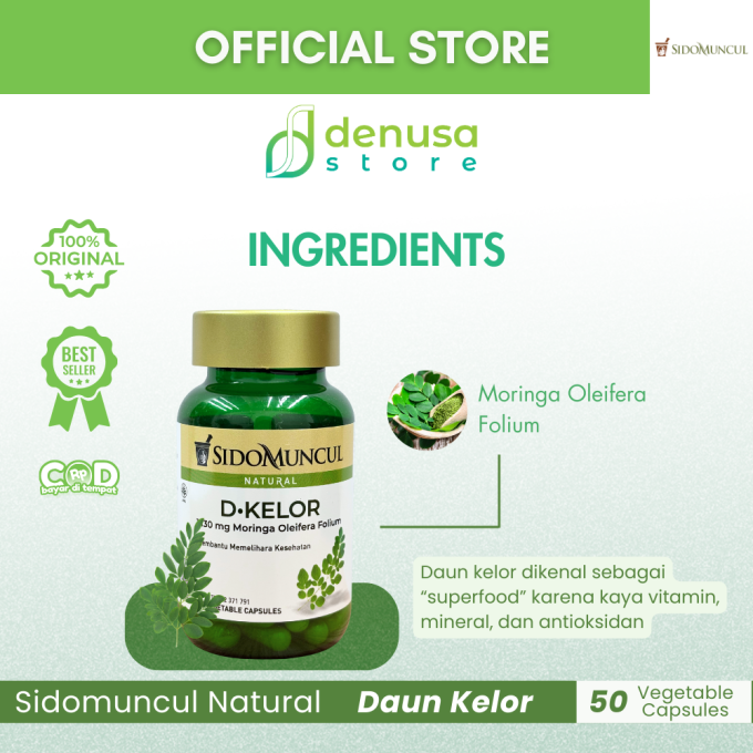 SIDOMUNCUL Daun Kelor 50 Vegetable Capsules