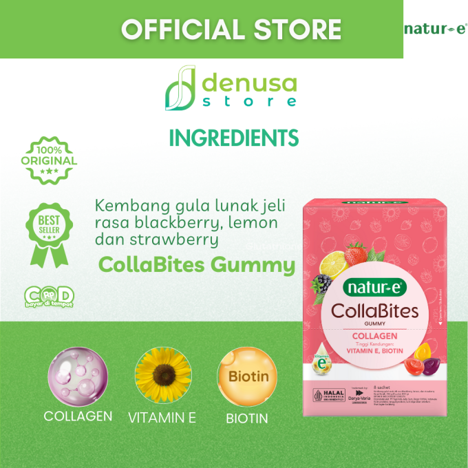 Natur-E CollaBites Gummy Collagen 1 Box Isi 8 Pouch