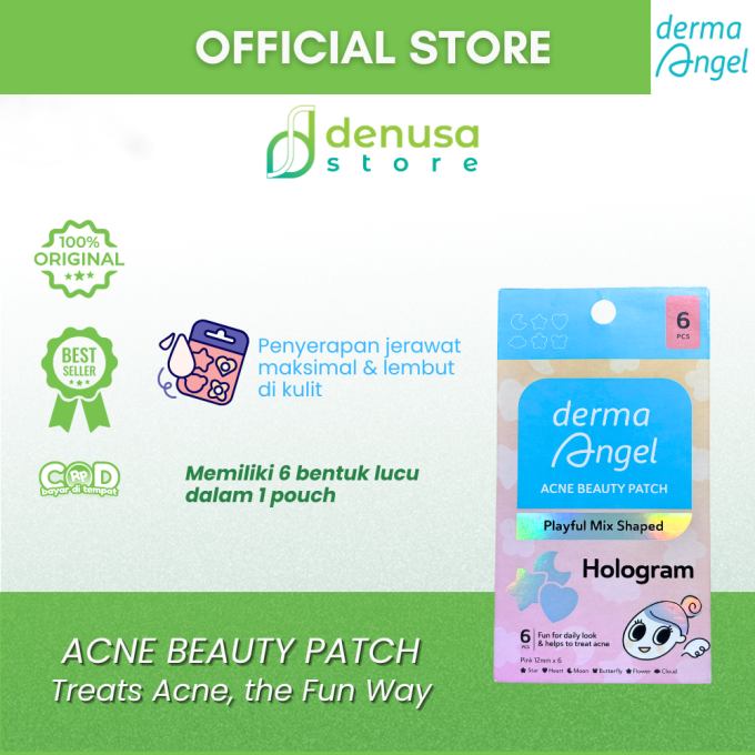 Derma Angel Acne Beauty Patch Playful Mix Shaped Hologram 6 Pcs