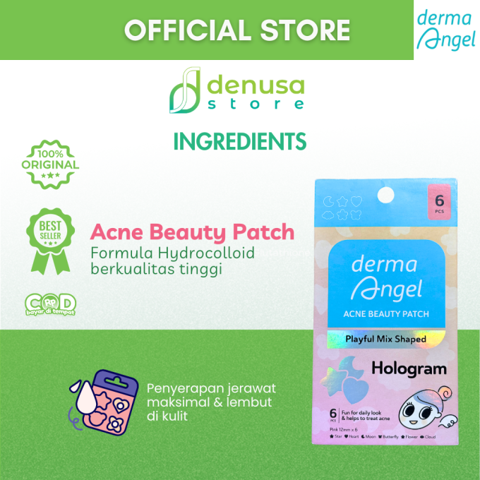 Derma Angel Acne Beauty Patch Playful Mix Shaped Hologram 6 Pcs