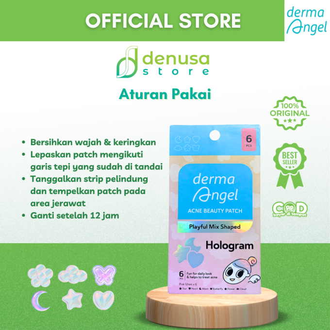 Derma Angel Acne Beauty Patch Playful Mix Shaped Hologram 6 Pcs