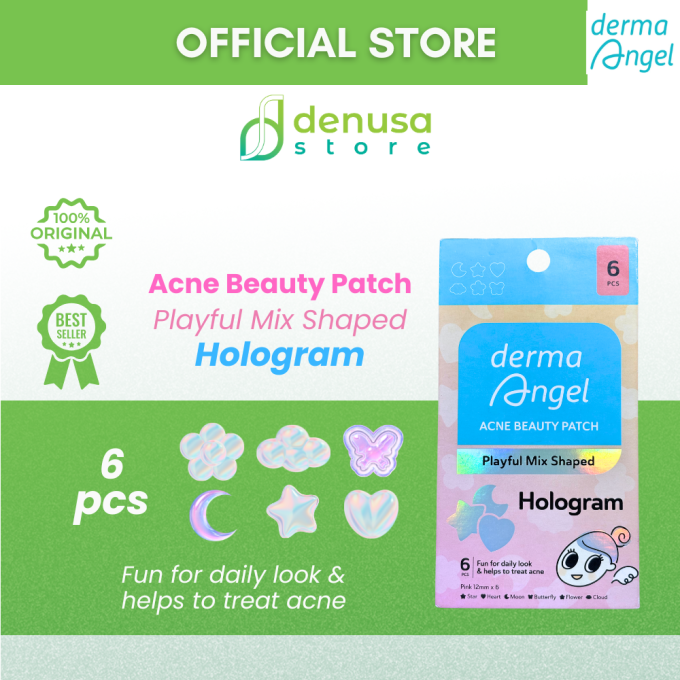 Derma Angel Acne Beauty Patch Playful Mix Shaped Hologram 6 Pcs