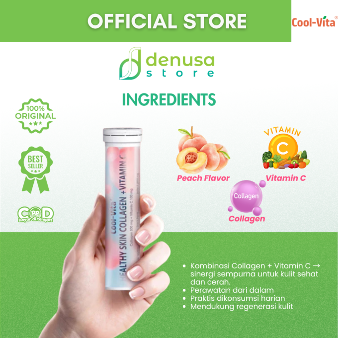 COOLVITA Healthy Skin Collagen + Vitamin C 1 Tube 10 Tablet Effervescent