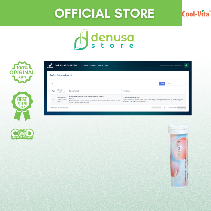 COOLVITA Healthy Skin Collagen + Vitamin C 1 Tube 10 Tablet Effervescent