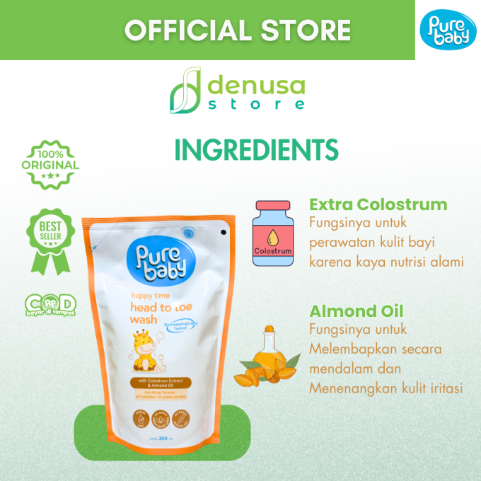 PURE BABY Happy Time Head To Toe Wash Refill Pouch 350 ml