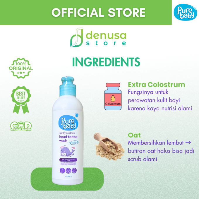 PURE BABY Gently Soothing Head To Toe Wash Pump Bottle 350 ml