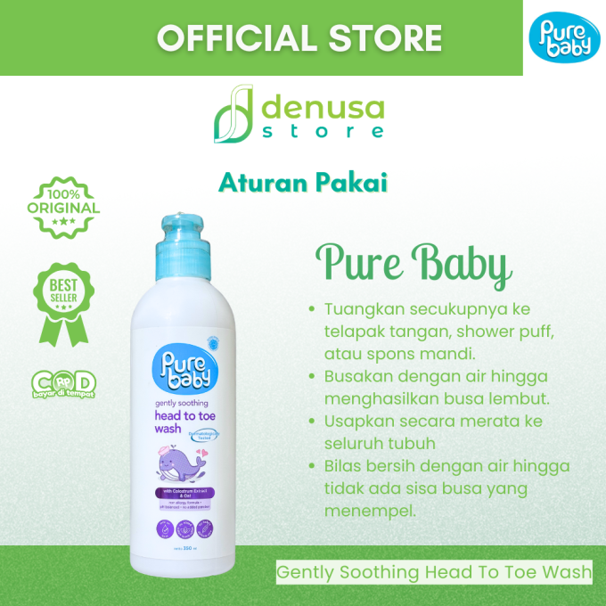 PURE BABY Gently Soothing Head To Toe Wash Pump Bottle 350 ml