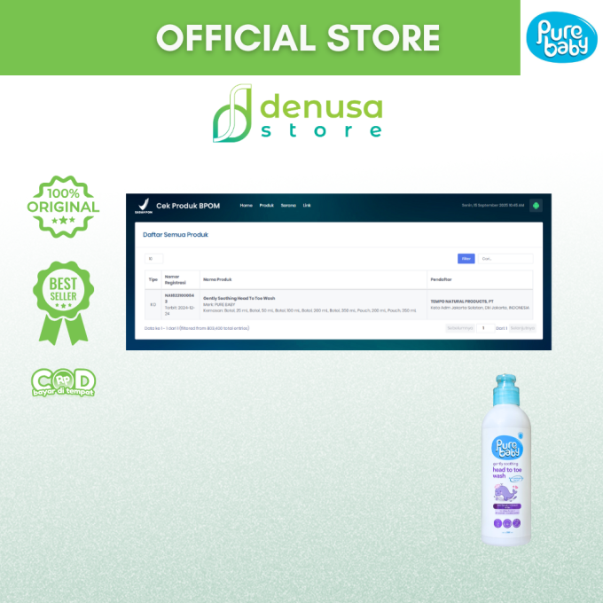 PURE BABY Gently Soothing Head To Toe Wash Pump Bottle 350 ml